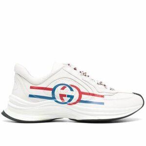 Gucci Men's White Run Leather Fashion Sneakers